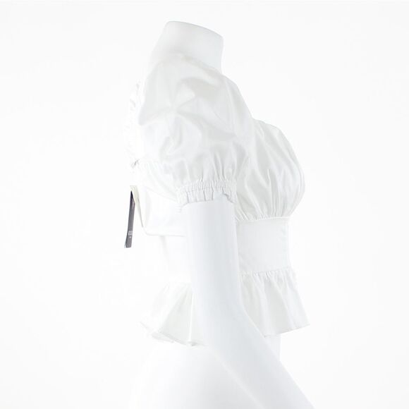 GUESS Womens Sweetheart-Neck Peplum Pure White - Picture 5 of 5